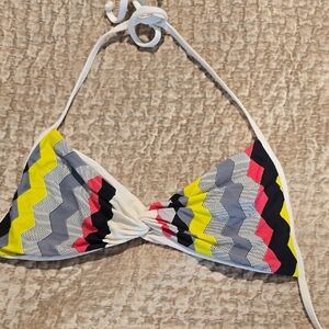 L*Space Colorful Chevron Bikini Top Size Large